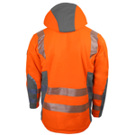 Orangene HiVis Winter Softshelljacke mit grauer Kontrastfarbe